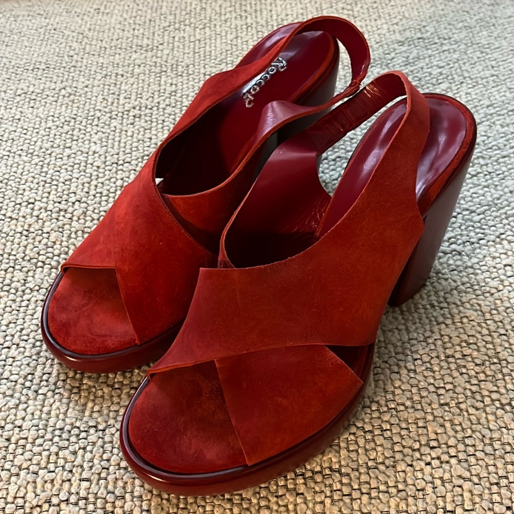 Rocco P Oleo Persia Red Suede Heels
